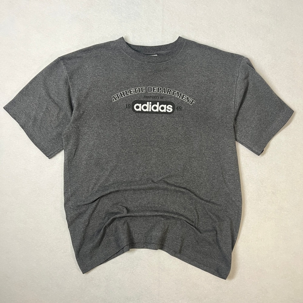 Vintage Adidas Mens Size Large T-shirt Gray Black‎ Spell Out Athletic Y2K 2000's - Picture 2 of 13